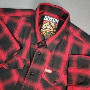 Dixxon Shirt Mens Medium El Rojo Loco Pearl Snap Multicolor Plaid Bamboo Blend